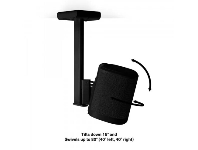 Ceiling Mount for Sonos One, One SL and Play1, Single, Black Black