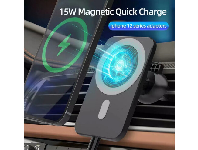 iPhone MagSafe juhtmevaba laadija ja telefonihoidik autosse must