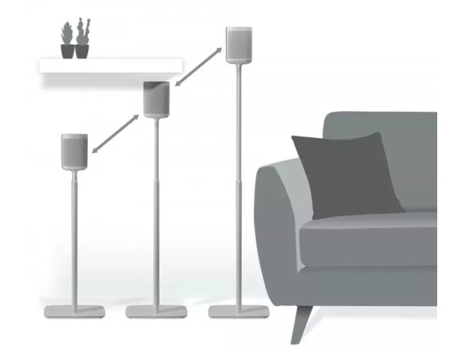 Adjustable Floor Stands for Sonos One, One SL and Play:1, Pair, White 2tk - valge